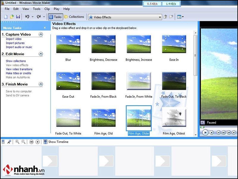 Windows Movie Maker là phần mềm làm phim video, tạo video trình chiếu