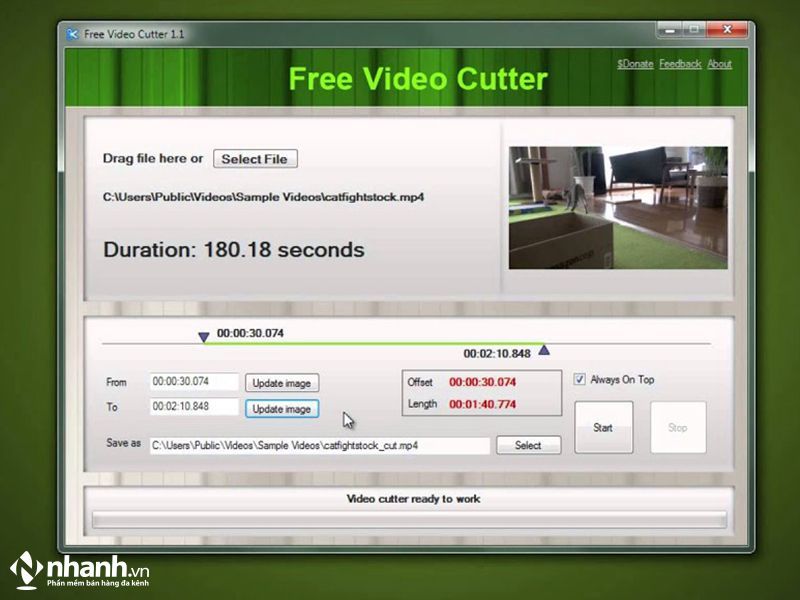 Free Video Cutter là một phần mềm sử dụng hoàn toàn miễn phí