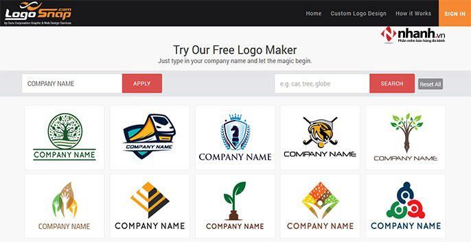 Phần mềm thiết kế logo miễn phí LogoSnap