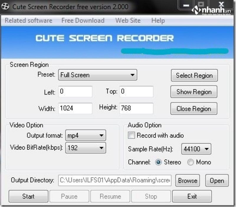 Phần mềm quay màn hình Win 10 bằng Cute Screen Recorder Free