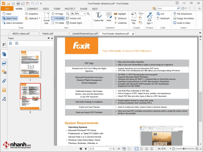 Phần mềm sửa file PDF Foxit Reader