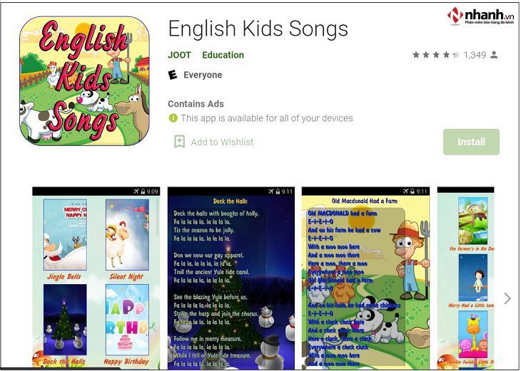 Phần mềm học tiếng Anh cho trẻ English Flashcards