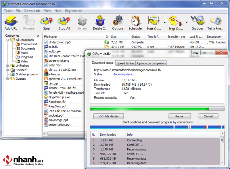Internet Download Manager là phần mềm download youtube