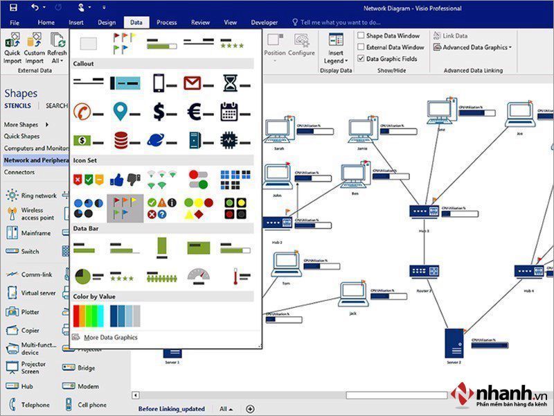 Visio là phần mềm vẽ sơ đồ tổ chức được phát triển bởi Microsoft
