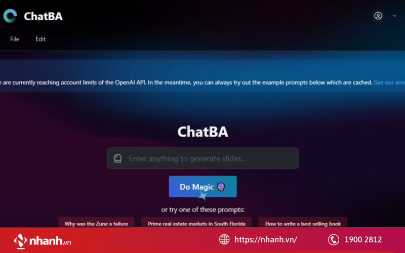 ChatBA - Hỗ trợ tạo slide theo yêu cầu