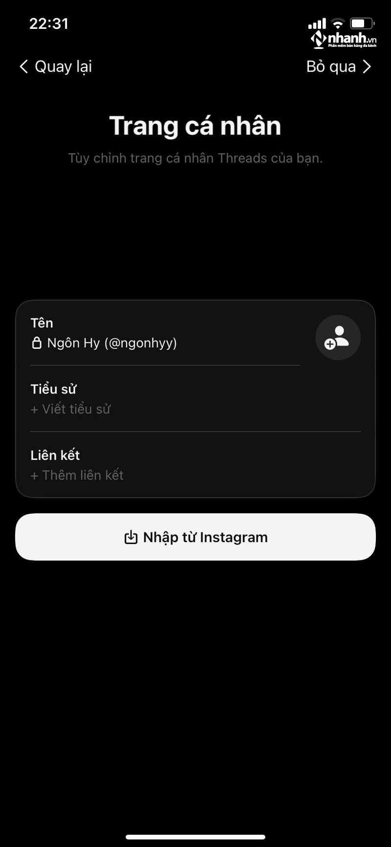 Nhập từ Instagram