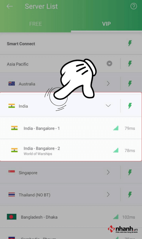 Chọn địa chỉ ID tại Ấn Độ (India)