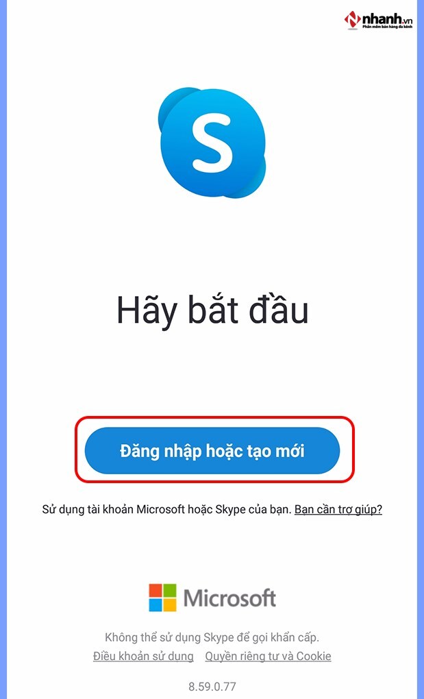 Đăng nhập tài khoản Skype hoặc tài khoản Microsoft của bạn