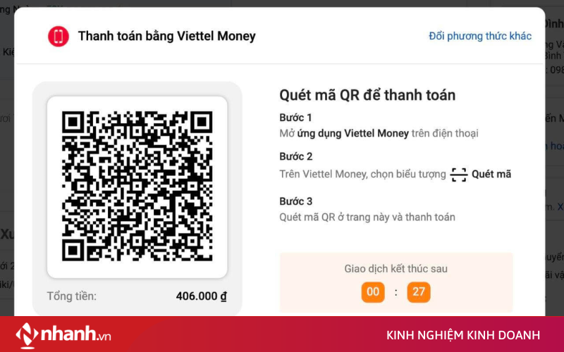 Tạo mã QR thanh toán bằng Viettel Money