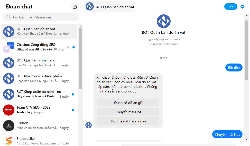 Mẫu kịch bản chatbot bán đồ ăn vặt online chuyên nghiệp