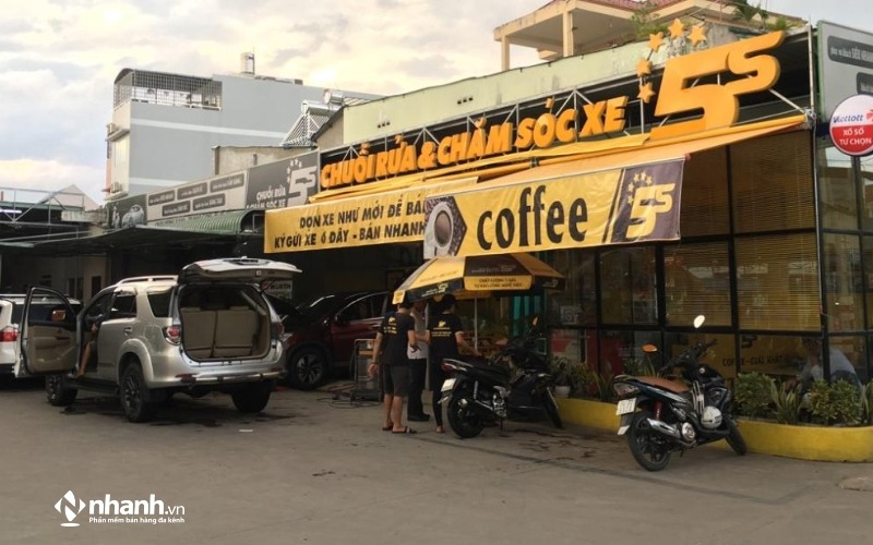 Mô hình quán cafe rửa xe