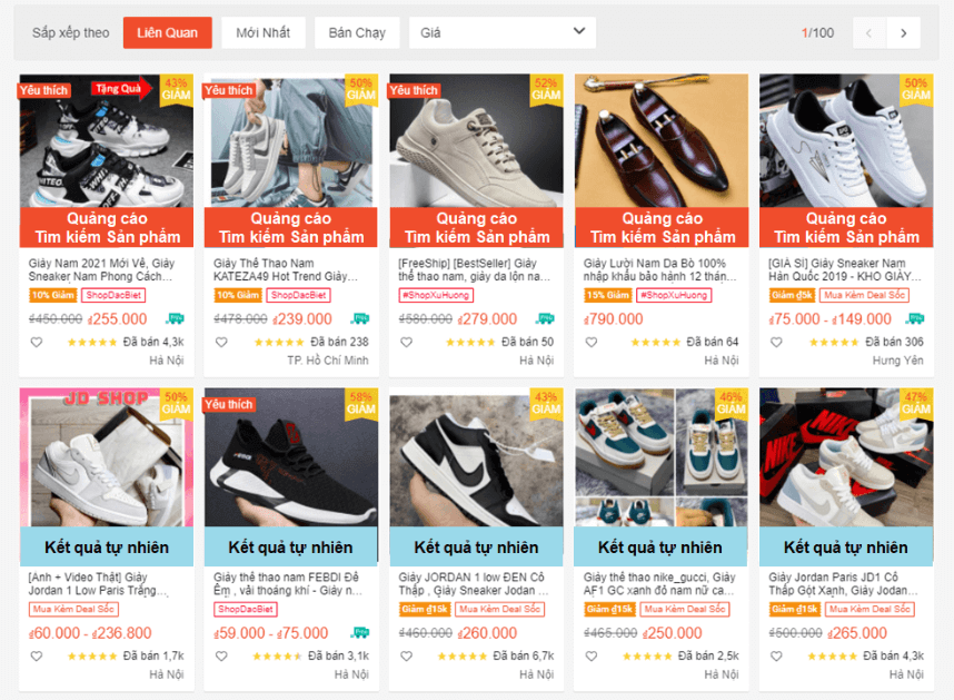 Quảng Cáo Tìm Kiếm Shop trên Shopee