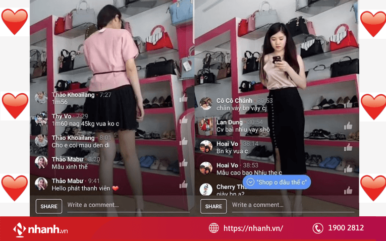 Một buổi livestream bán quần áo điển hình