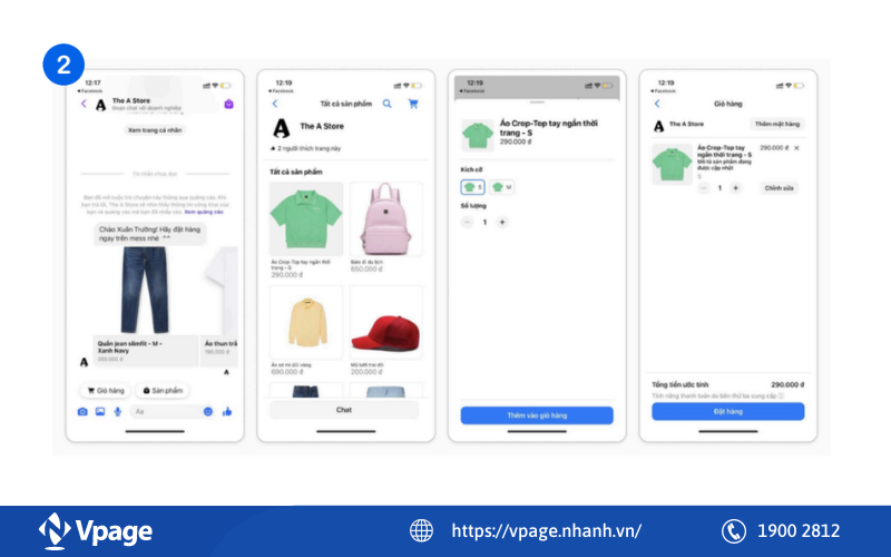 Giao diện Messenger khi khách click vào quảng cáo