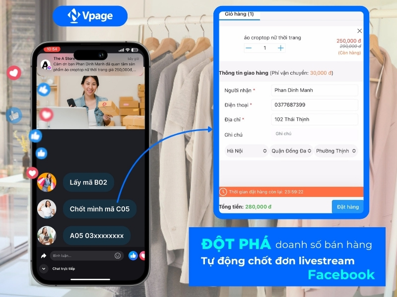 Sử dụng phần mềm chốt đơn trực tiếp trên Livestream