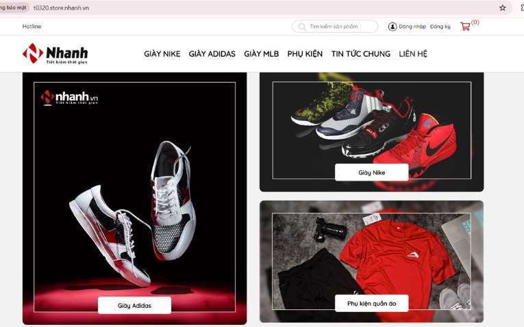 Mẫu web bán hàng đơn giản ngành hàng giày Sneaker