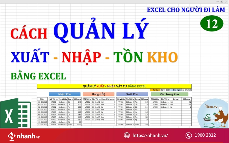 Cách quản lý xuất, nhập, tồn kho bằng execll