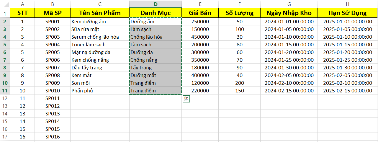 File Excel Quản Lý Kho Hàng