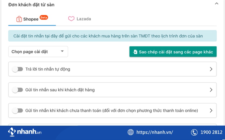 Cài đặt chăm sóc đơn hàng tự động sau khi khách chốt đơn