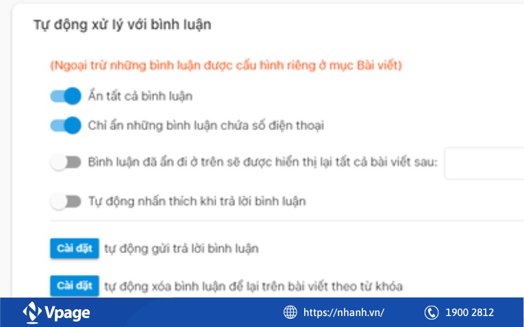 Tự động trả lời bình luận