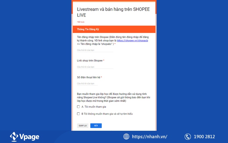 Đăng ký Shopee Live