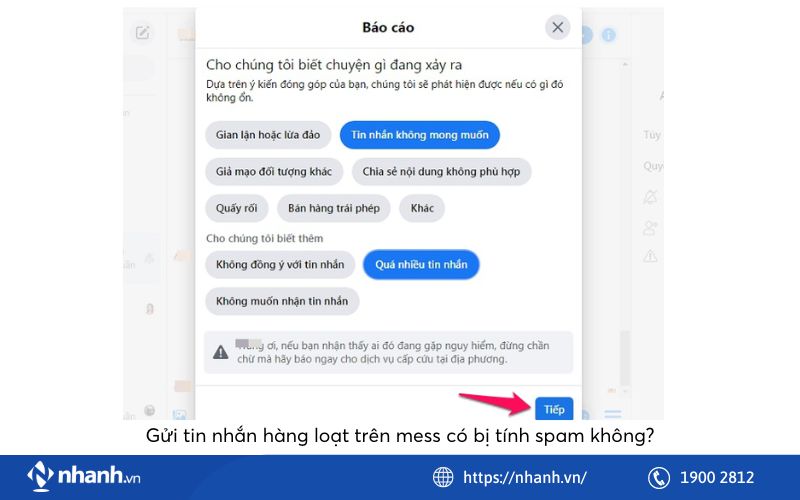 Gửi tin nhắn hàng loạt trên mess có bị tính spam không?