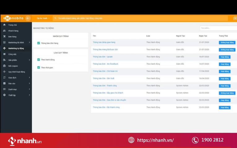 Phần mềm quản lý đơn hàng trực tuyến Nobita.pro