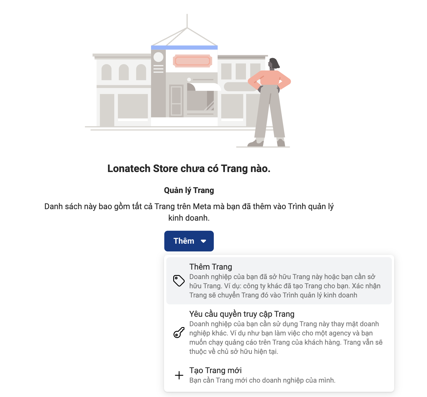 Chọn thêm trang trong menu dropdown