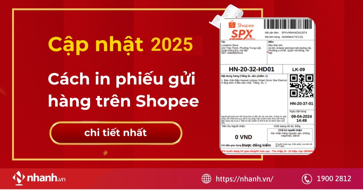 cách in phiếu gửi hàng trên Shopee