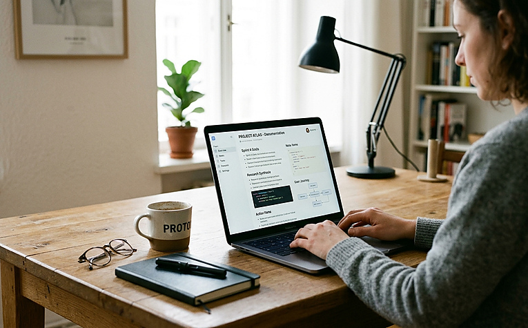 giao diện phần mềm notion trên laptop