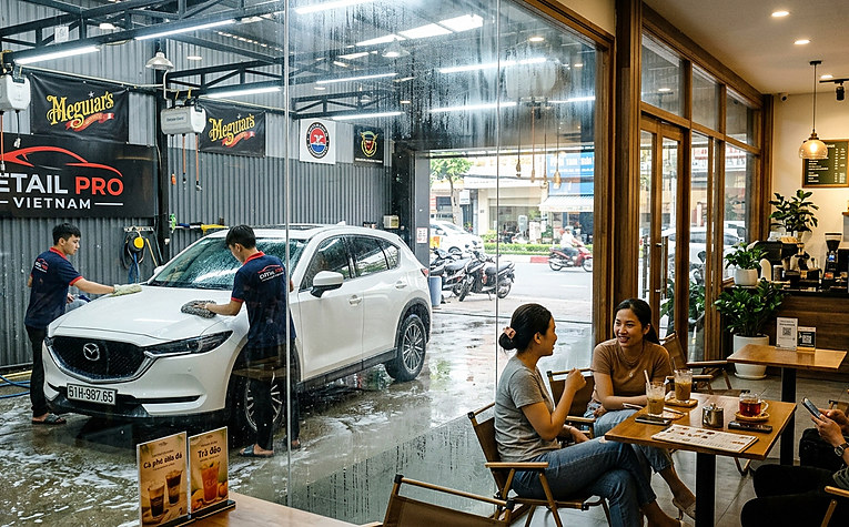 Mô hình kinh doanh quán cafe kết hợp rửa xe chăm sóc xe hơi