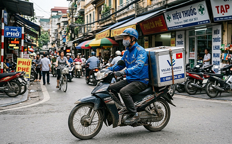 shipper lazada giao hàng bằng xe máy