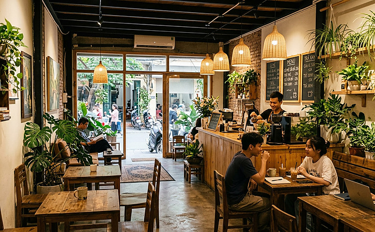 nội thất kinh doanh quán cà phê tiết kiệm