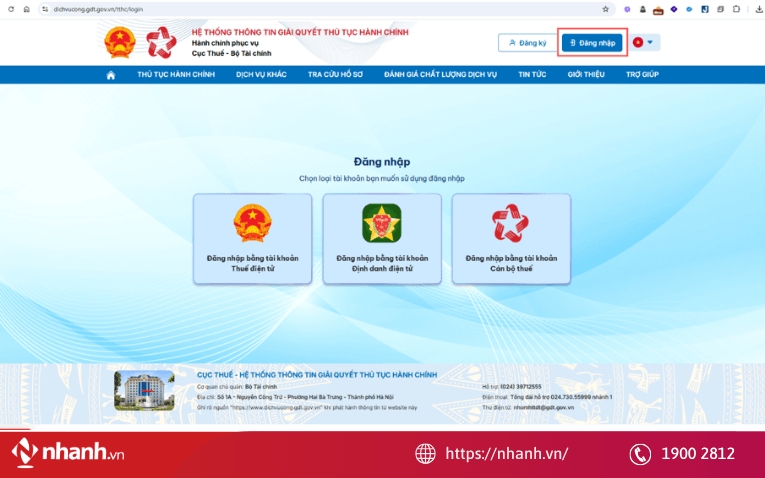 Bước 1: Truy cập Cổng Dịch vụ công của Tổng cục Thuế