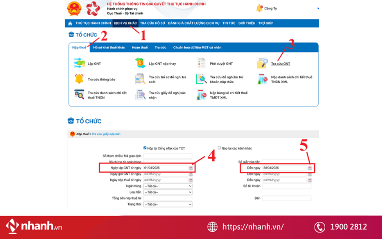 Tra cứu giấy tờ nộp tiền