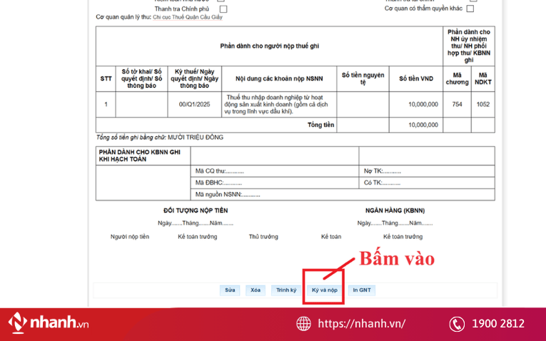 Ký và gửi chứng từ