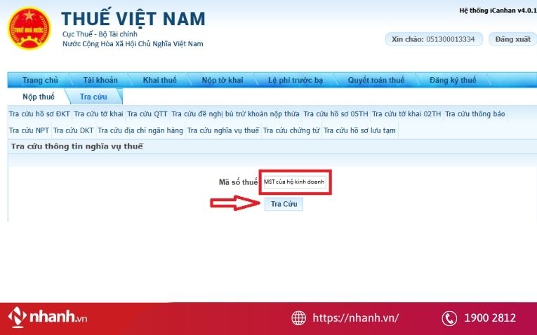 Kiểm tra tình trạng thuế hộ kinh doanh trên Cổng Thuế điện tử