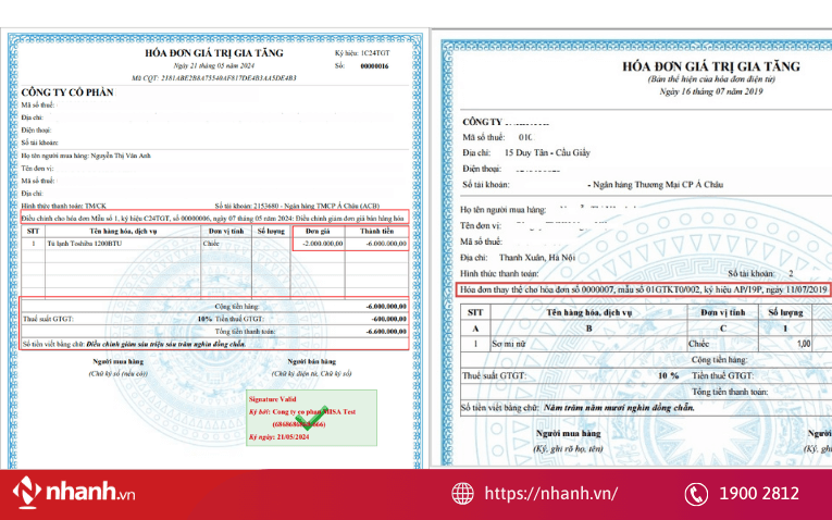 Sự khác nhau giữa hóa đơn điều chỉnh và hóa đơn thay thế