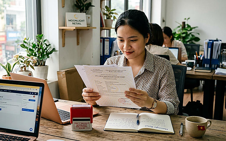 Chủ hộ kinh doanh làm thủ tục đăng ký kinh doanh tại cơ quan hành chính