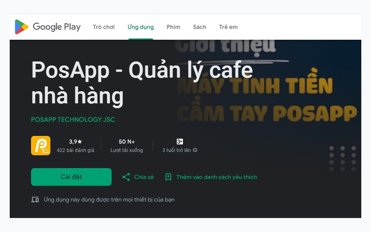 PosApp - App quản lý doanh thu trên di động