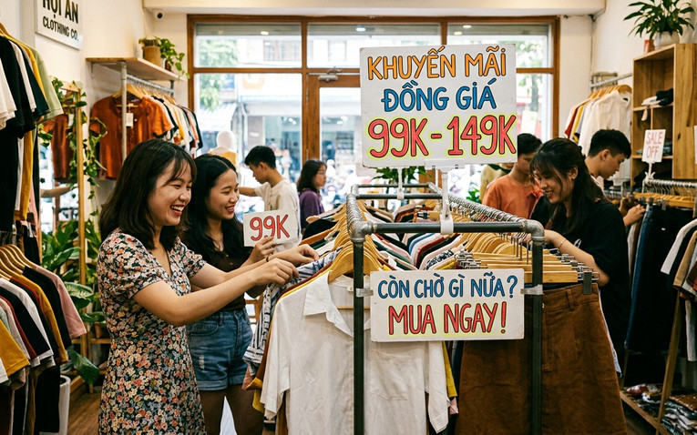 Chương trình khuyến mãi đồng giá kích thích nhu cầu mua sắm tại shop thời trang