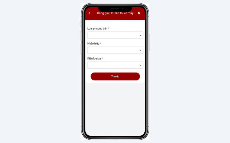 Màn hình chức năng tra cứu lệ phí trước bạ trên ứng dụng eTax Mobile