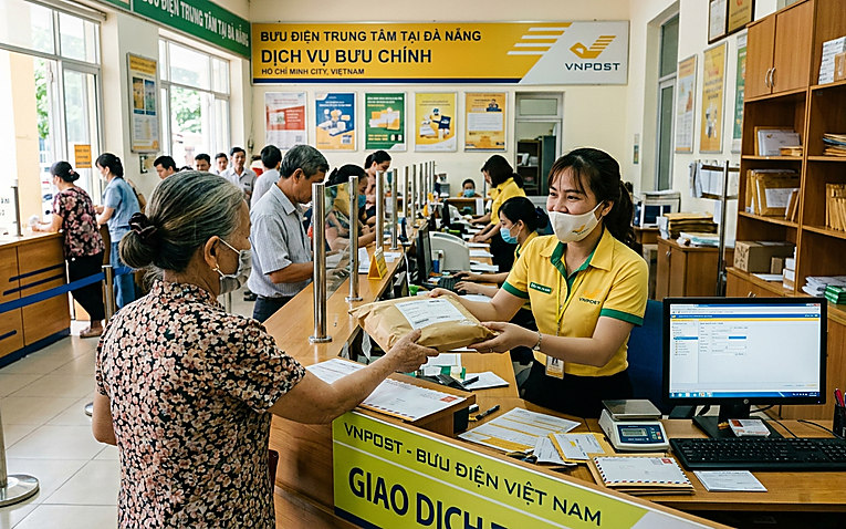 Khách hàng gửi bưu phẩm tại bưu cục VNPost