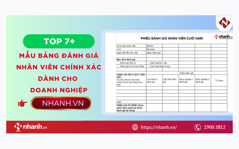 Top 7+ mẫu bảng đánh giá nhân viên chính xác dành cho doanh nghiệp