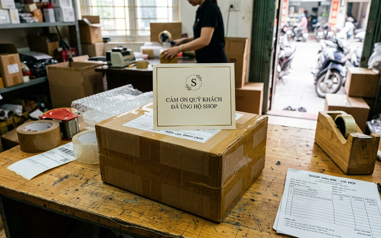 Thư cảm ơn khách hàng Shopee đóng gói cùng bưu kiện chuyên nghiệp