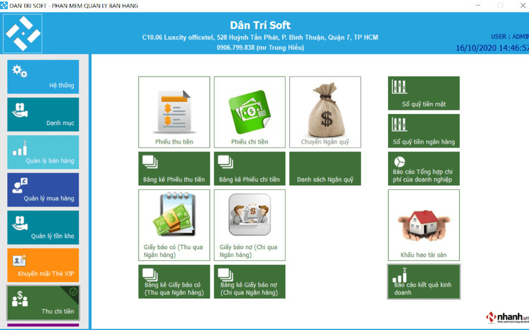 Giao diện phần mềm quản lý bán hàng DanTriSoft