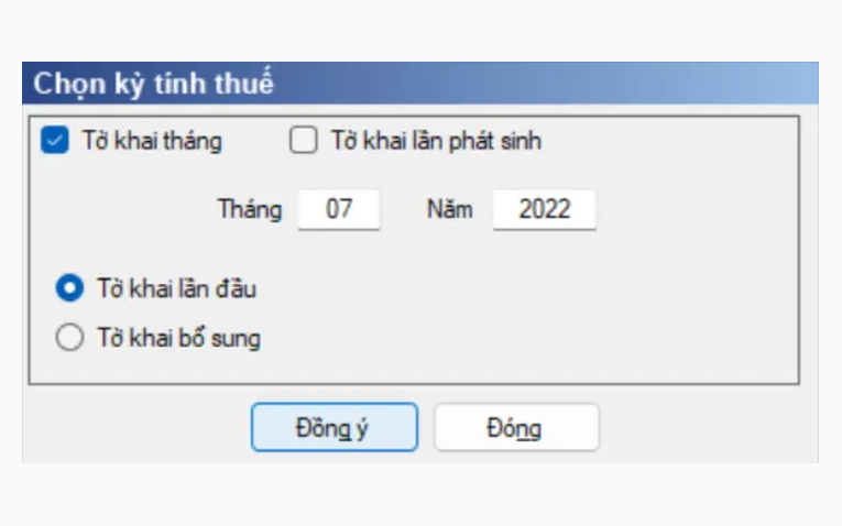 Chọn kỳ kê khai