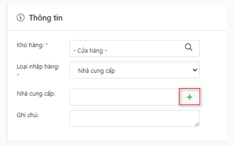 tính năng tạo sản phẩm nhà cung cấp