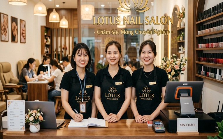 Đội ngũ nhân viên thợ làm móng chuyên nghiệp và thân thiện tại tiệm nail