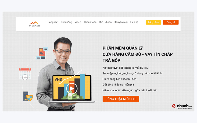 Giao diện quản lý hợp đồng cầm đồ và tính lãi suất tự động